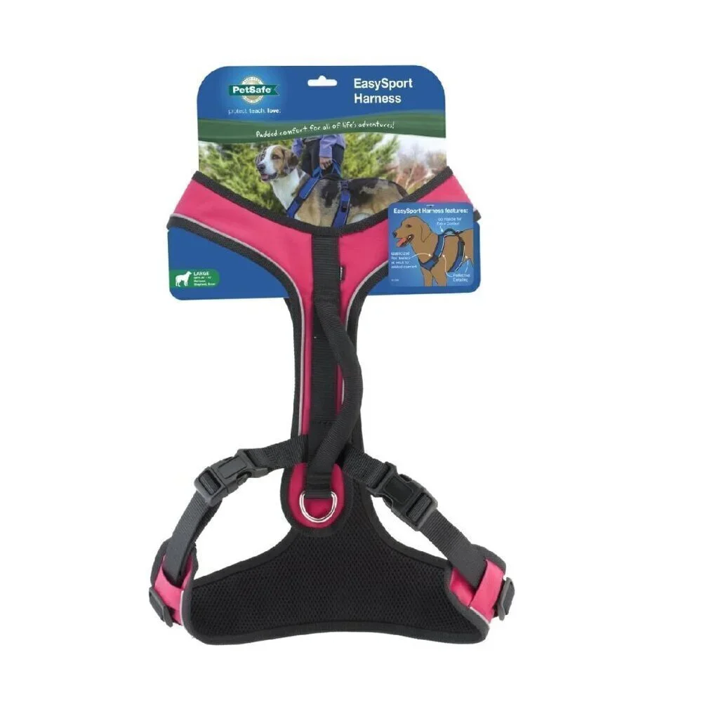 PetSafe EasySport Dog Harness Padded/Handle/Reflective‎ Piping-Medium, Pink